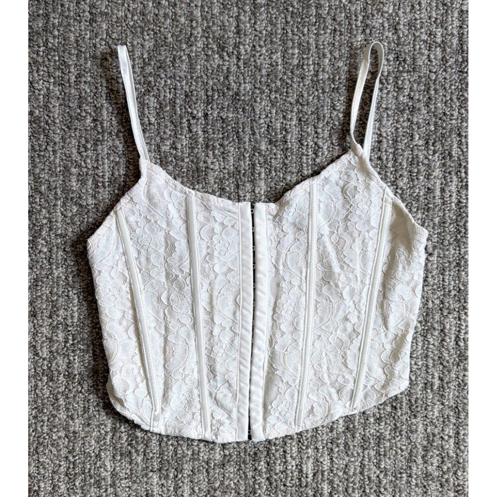 Cider Women’s Lace Corset Top  Metal Hook and Loop Front Closure Size M